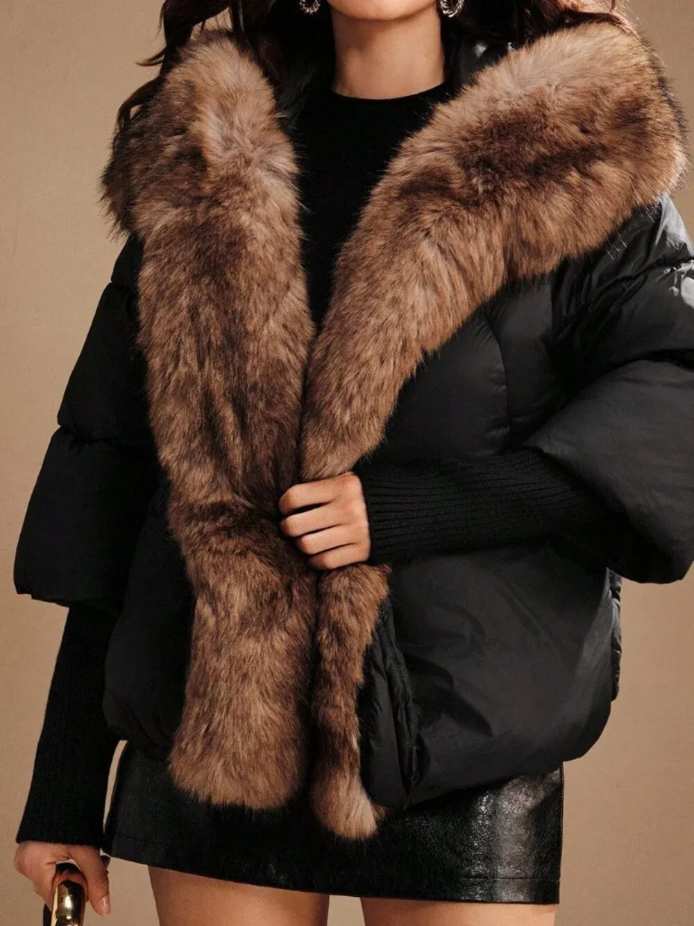 Black Casual Women's Puffer Coat